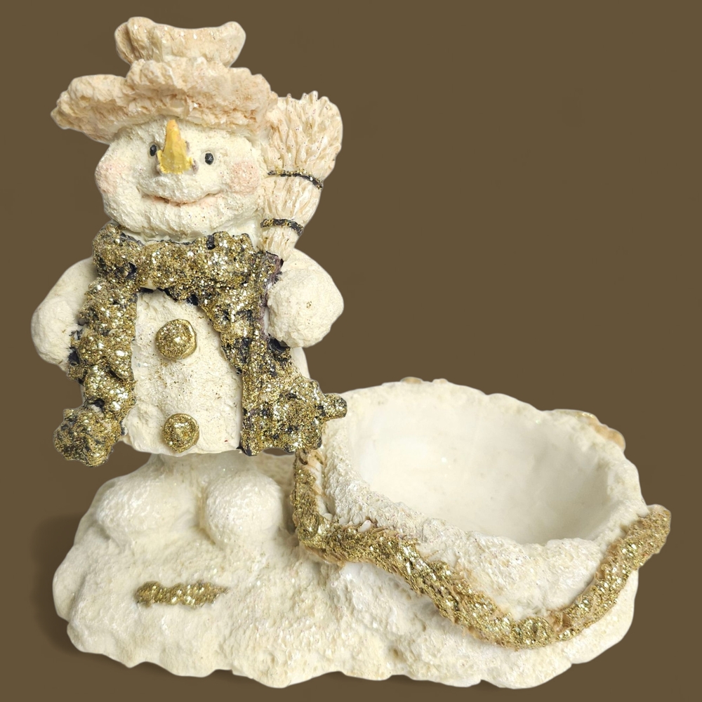 VTG Snowman 1999 Christmas Ornament Collection Tealight Candle Holder Decor